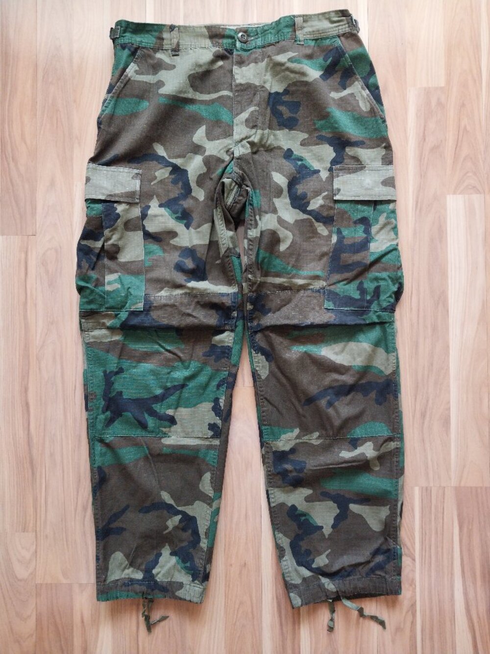US Military Woodland Camouflage BDU Trousers Hot Weather Ripstop Sz Medium Short